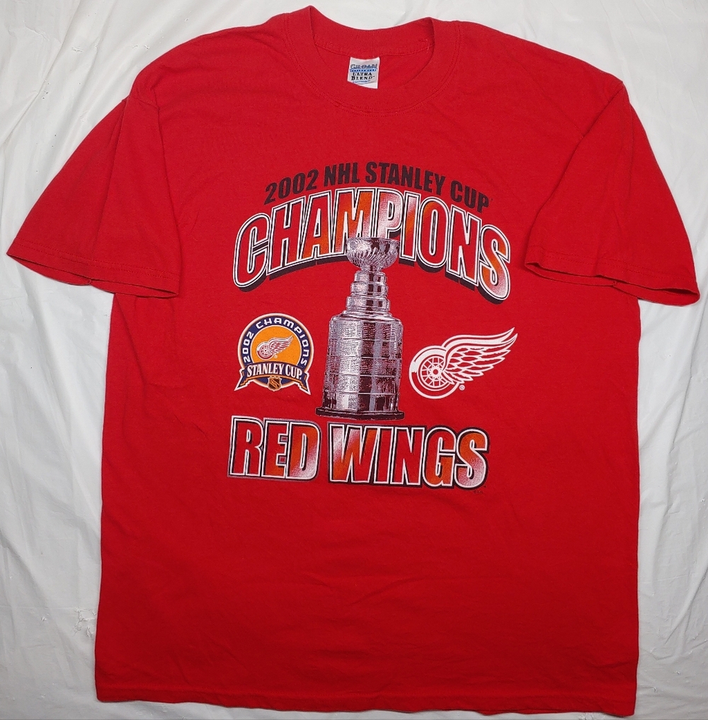 Detroit Red Wings Vintage 2002 NHL Stanley Cup Champions T-Shirt XL